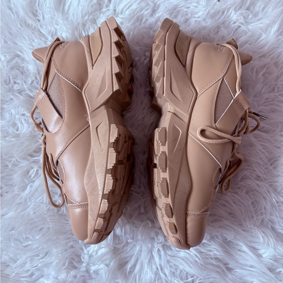 Tan Chunky Sneakers with Rugged Outsole and Deconstructed Design - Picture 3 of 3